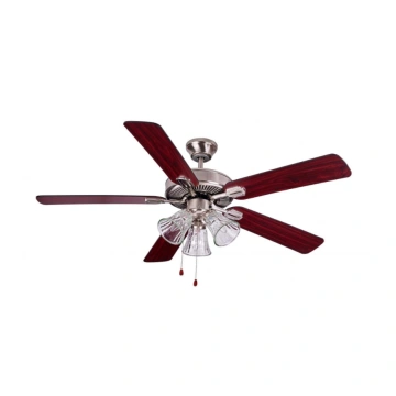 Drawstring controlled ceiling fan with light